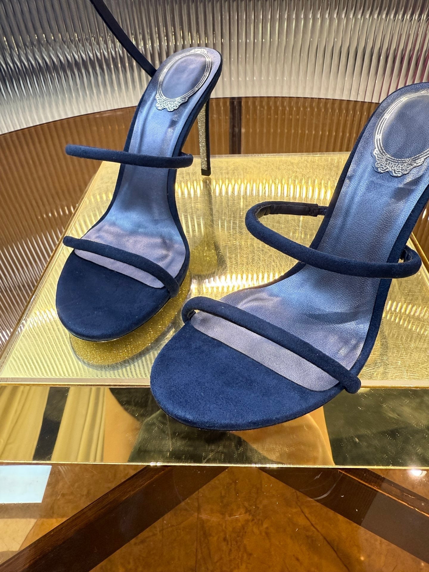 RC 25C Classic Sandals 9.5cm Navy Blue Sheepskin 310624