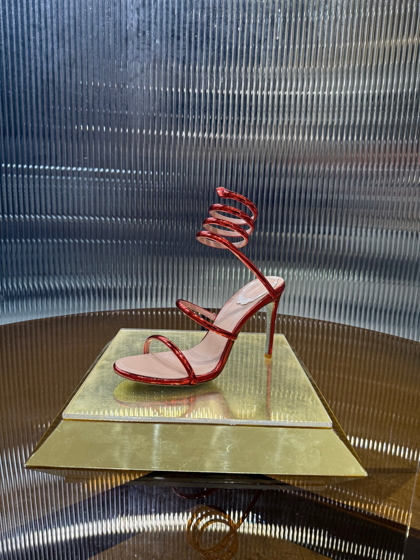 RC 25C Snake-Shaped Sandals 9.5cm Red Sheepskin 310631