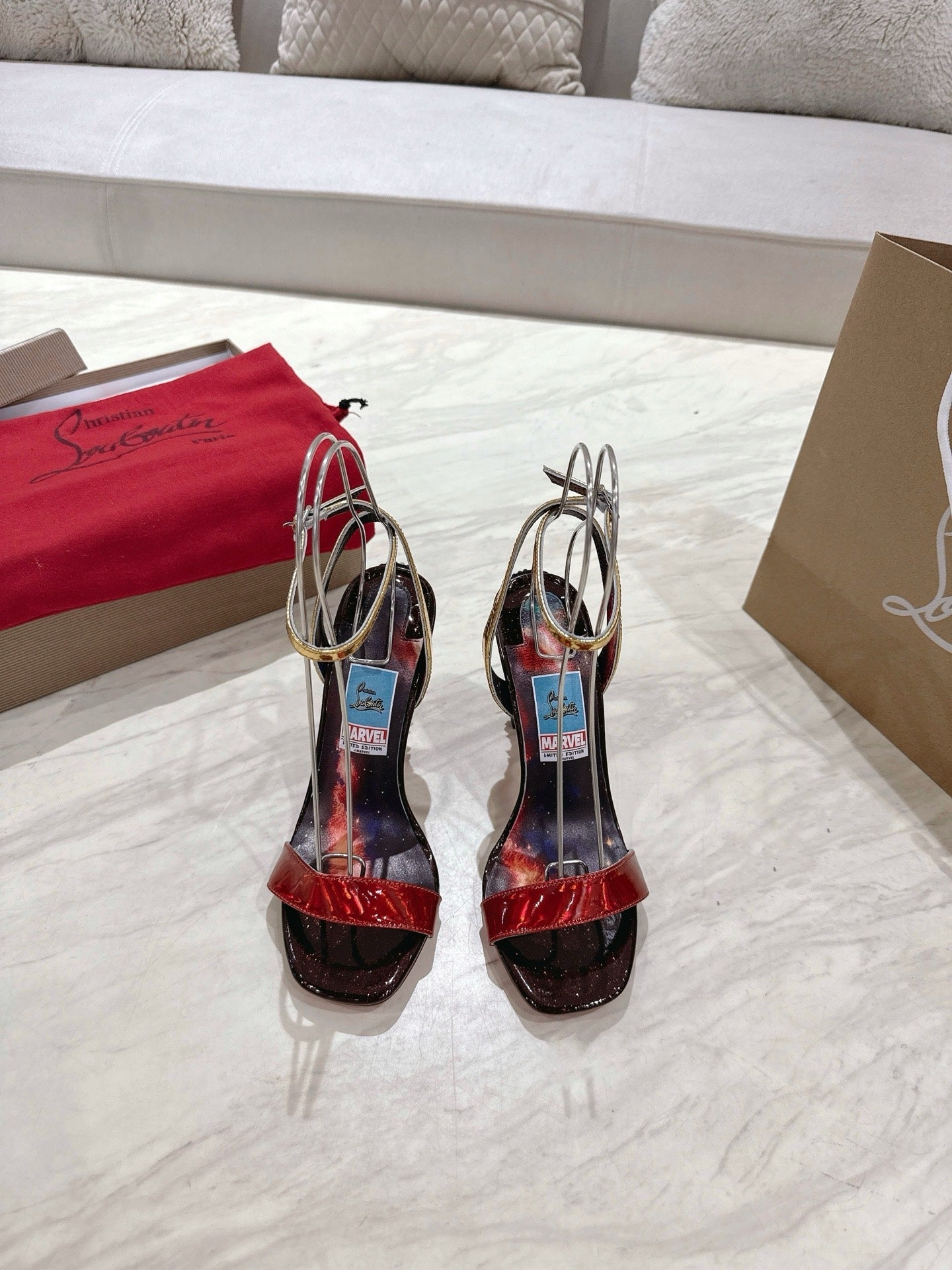 CL 25 Marvel Sandals Black Red Gloss Calfskin 307527