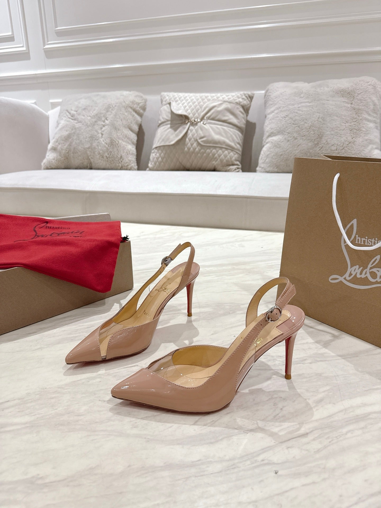 CL 25 Slingback Sandals Nude PVC Gloss Calfskin 307530