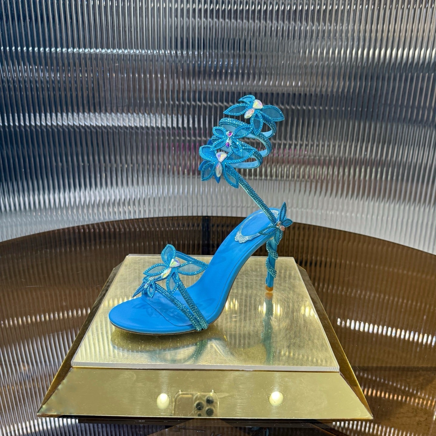 RC 25C Butterfly Sandals Blue Silk Swarovski Crystal Diamond 339486