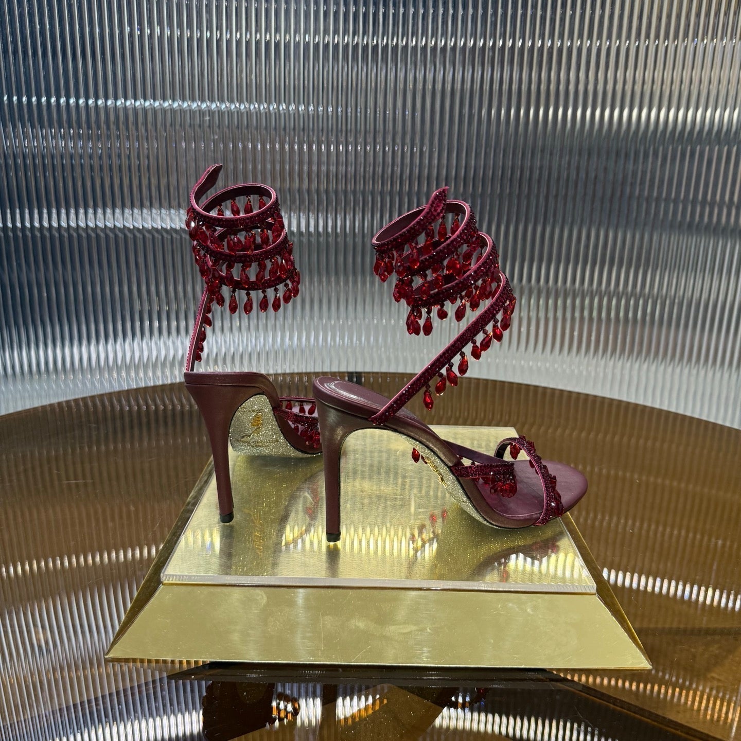 RC 25C Crystal Diamond Sandals Red Sheepskin 339493