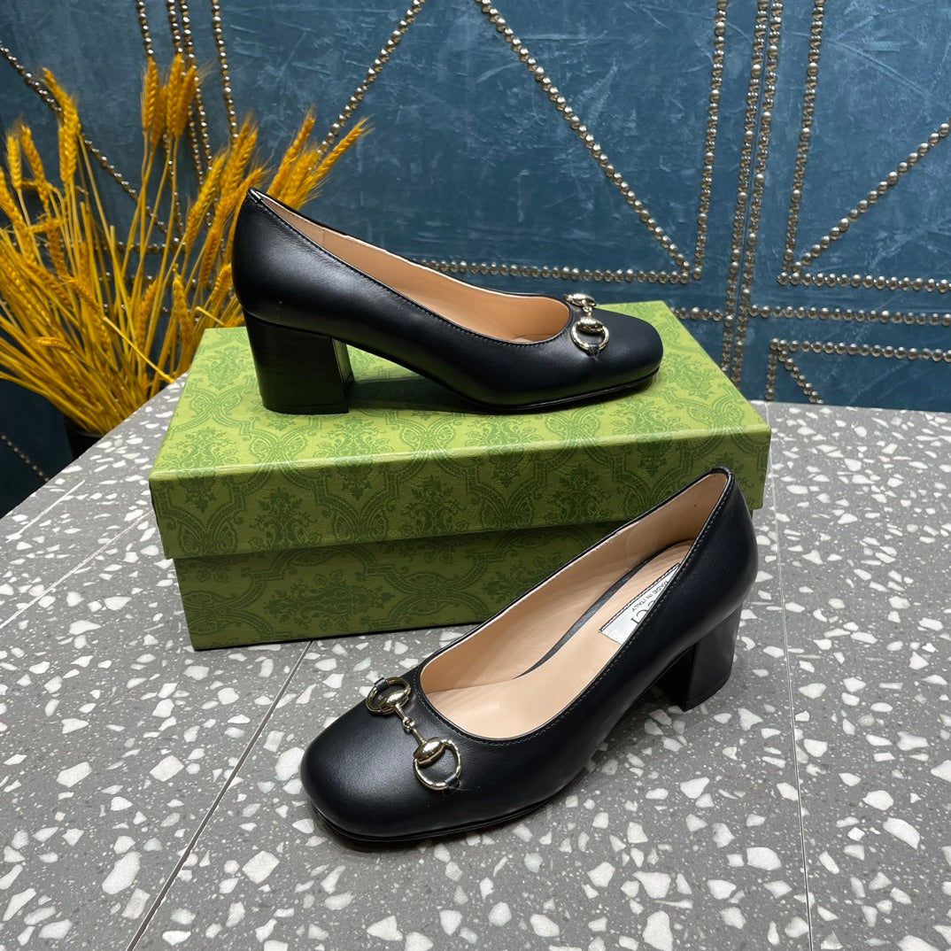 HIGH PUMP 55MM IN BLACK SHEEPSKIN