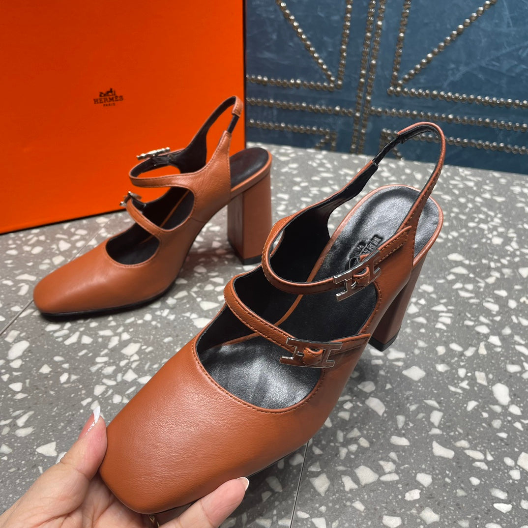 HM Jackie 80 Pump Brown Cowhide 962917