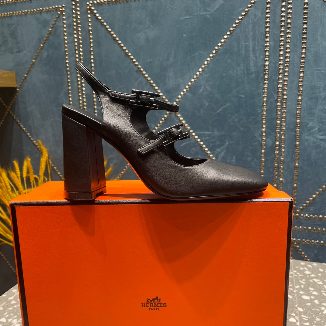 HM Jackie 80 Pump Black Cowhide  962919