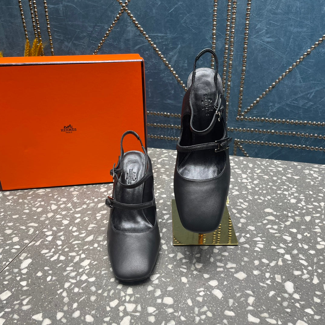 HM Jackie 80 Pump Black Cowhide  962919