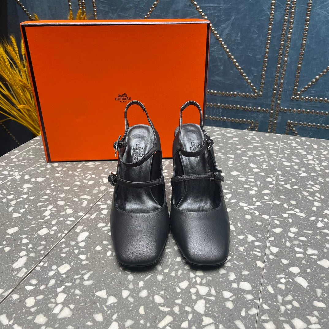 HM Jackie 80 Pump Black Cowhide  962919