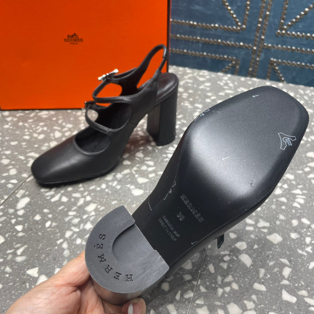 HM Jackie 80 Pump Black Cowhide  962919