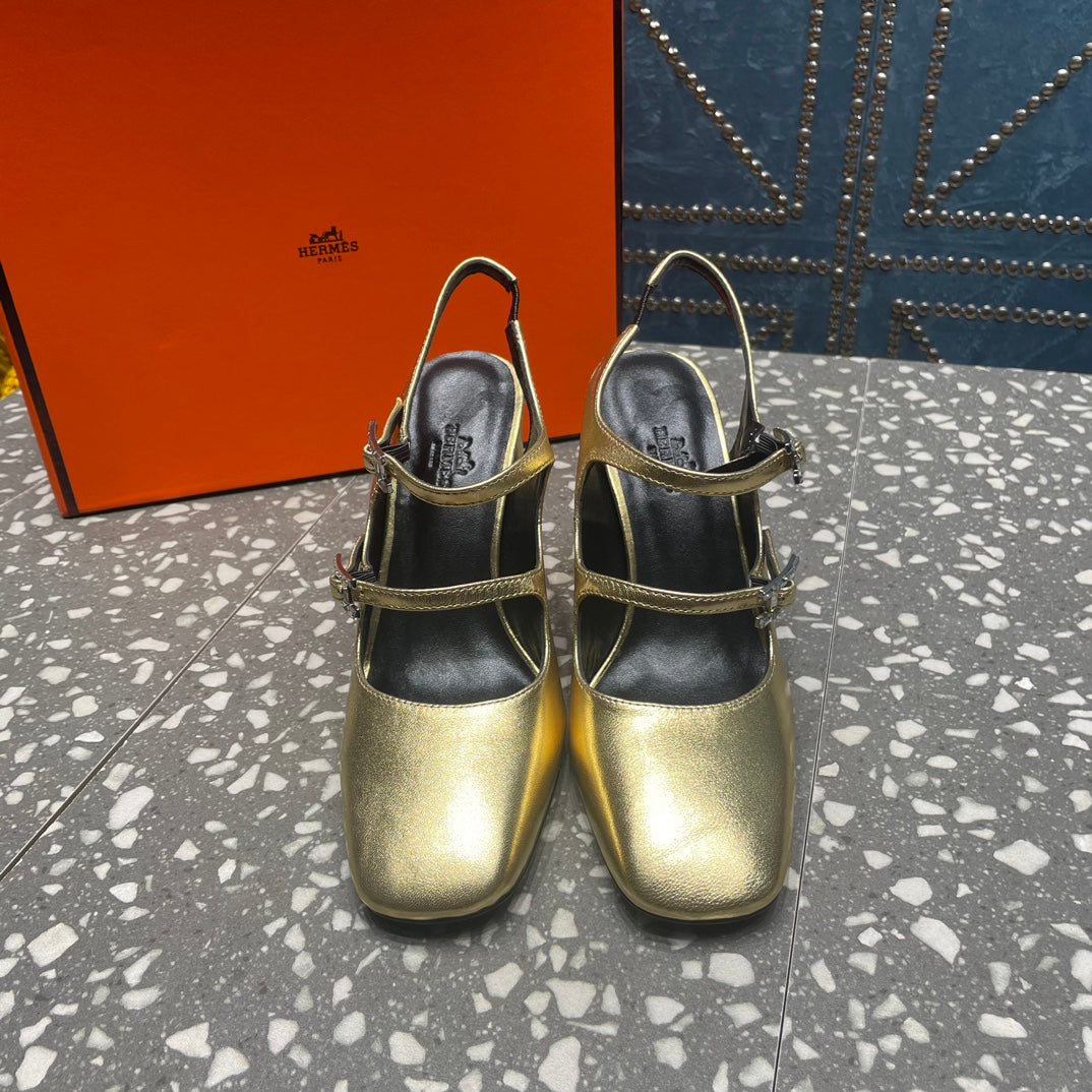 HM Jackie 80 Pump Gold Cowhide  962921