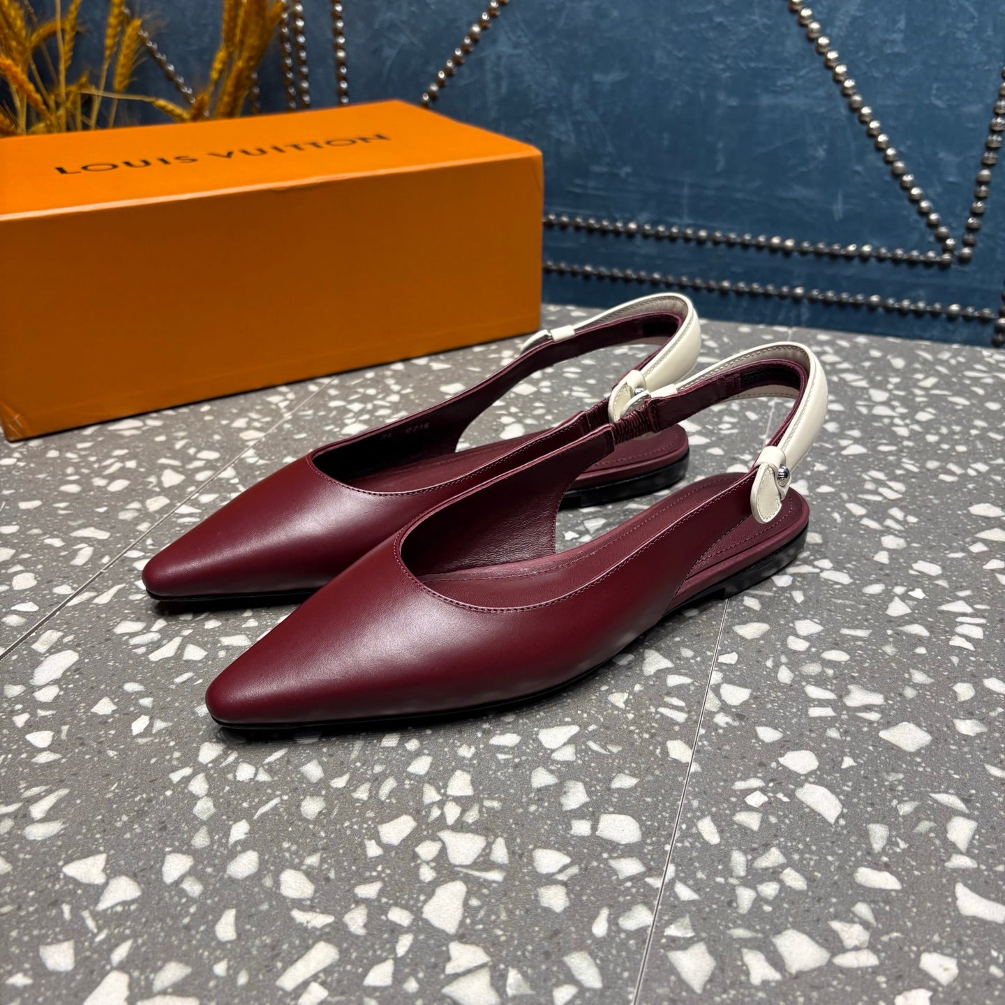 HM Slingback Flats Red Cowhide 350959