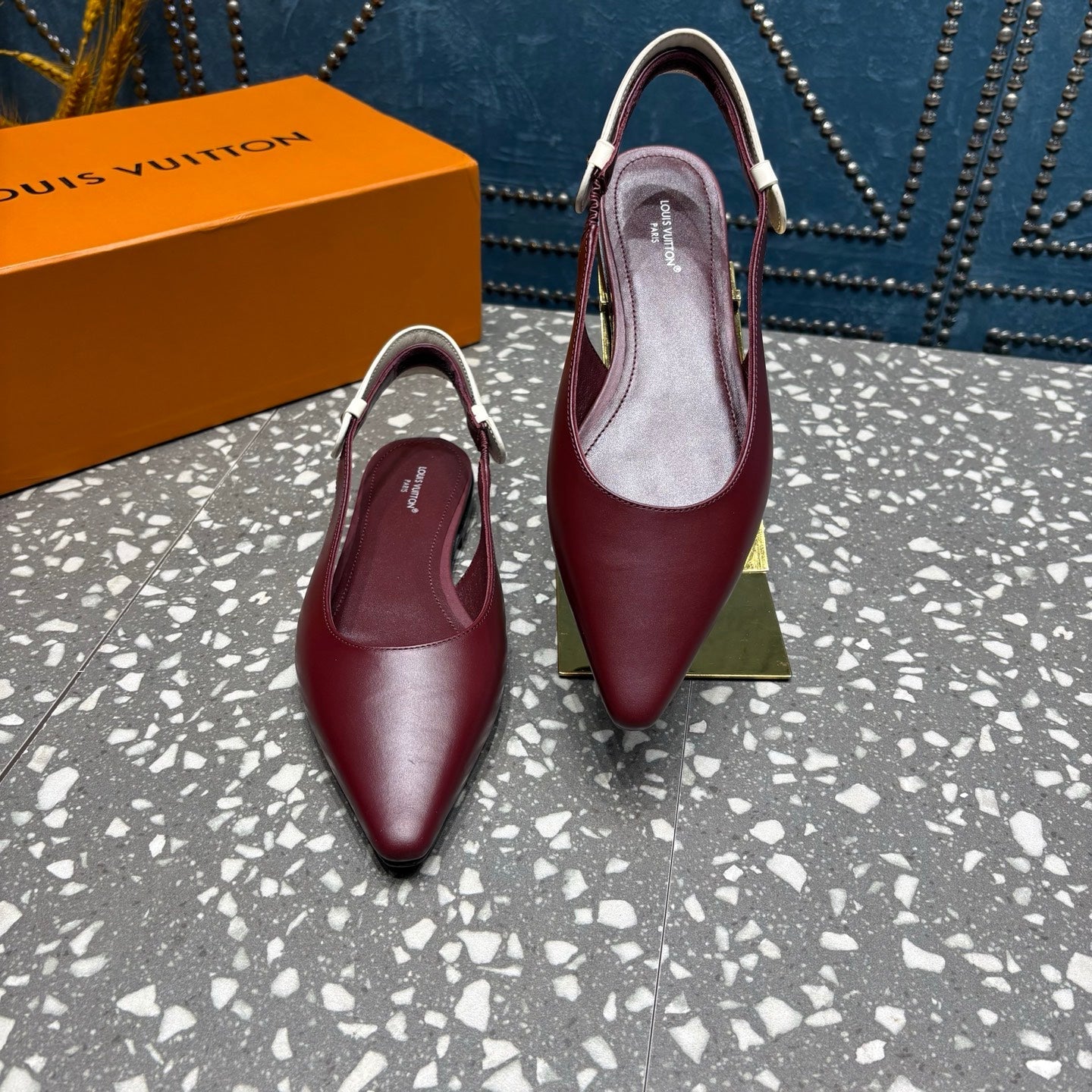 HM Slingback Flats Red Cowhide 350959