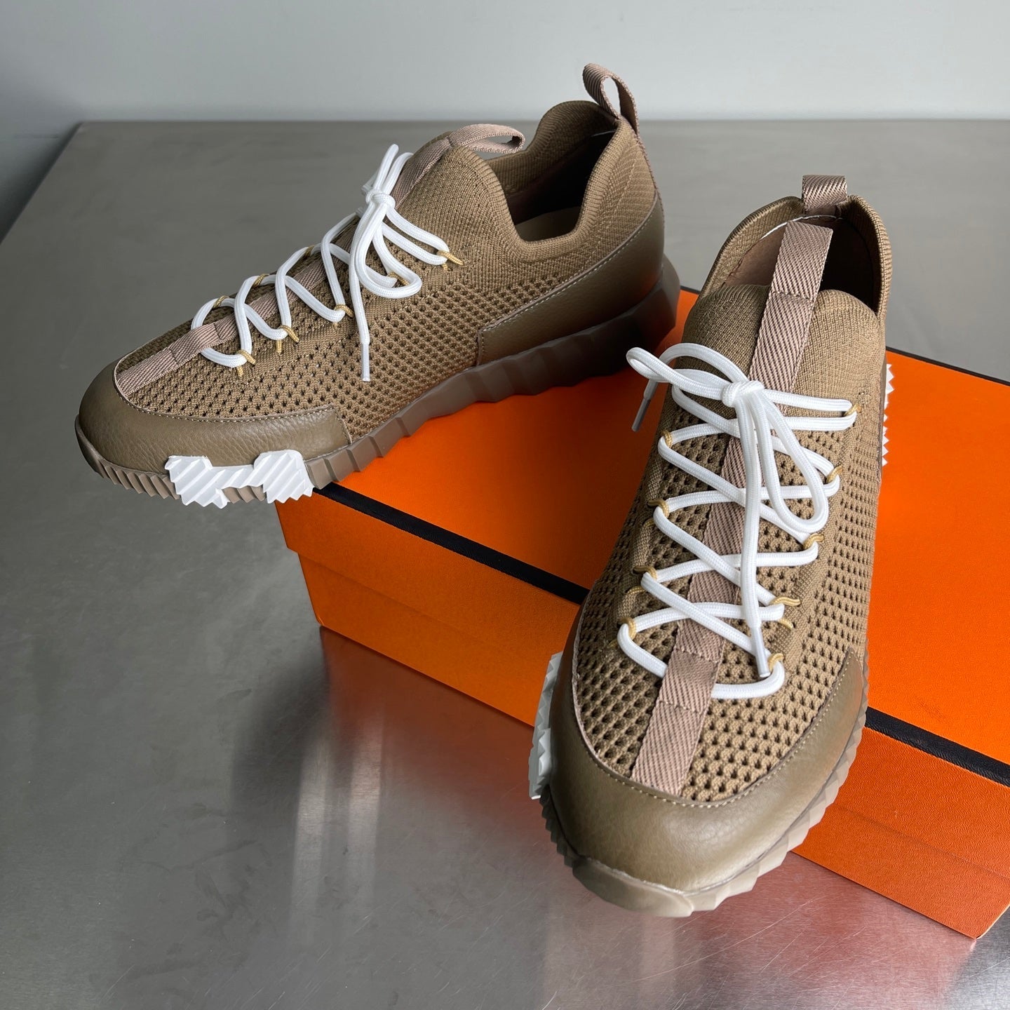 HM Men's 25 Lift Sneaker Olive Green Mesh Calfskin 703768