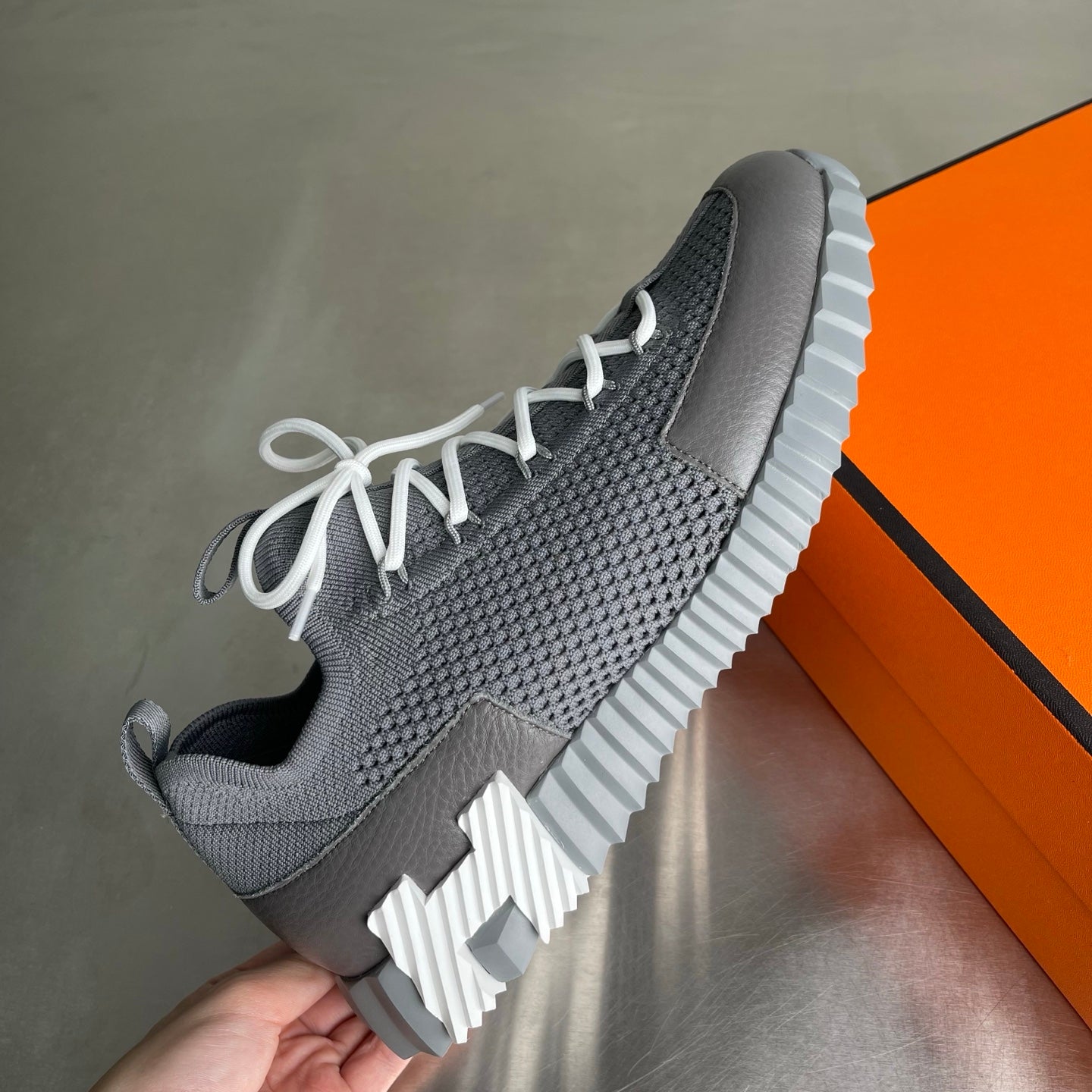 HM Men's 25 Lift Sneaker Grey Mesh Calfskin 703769