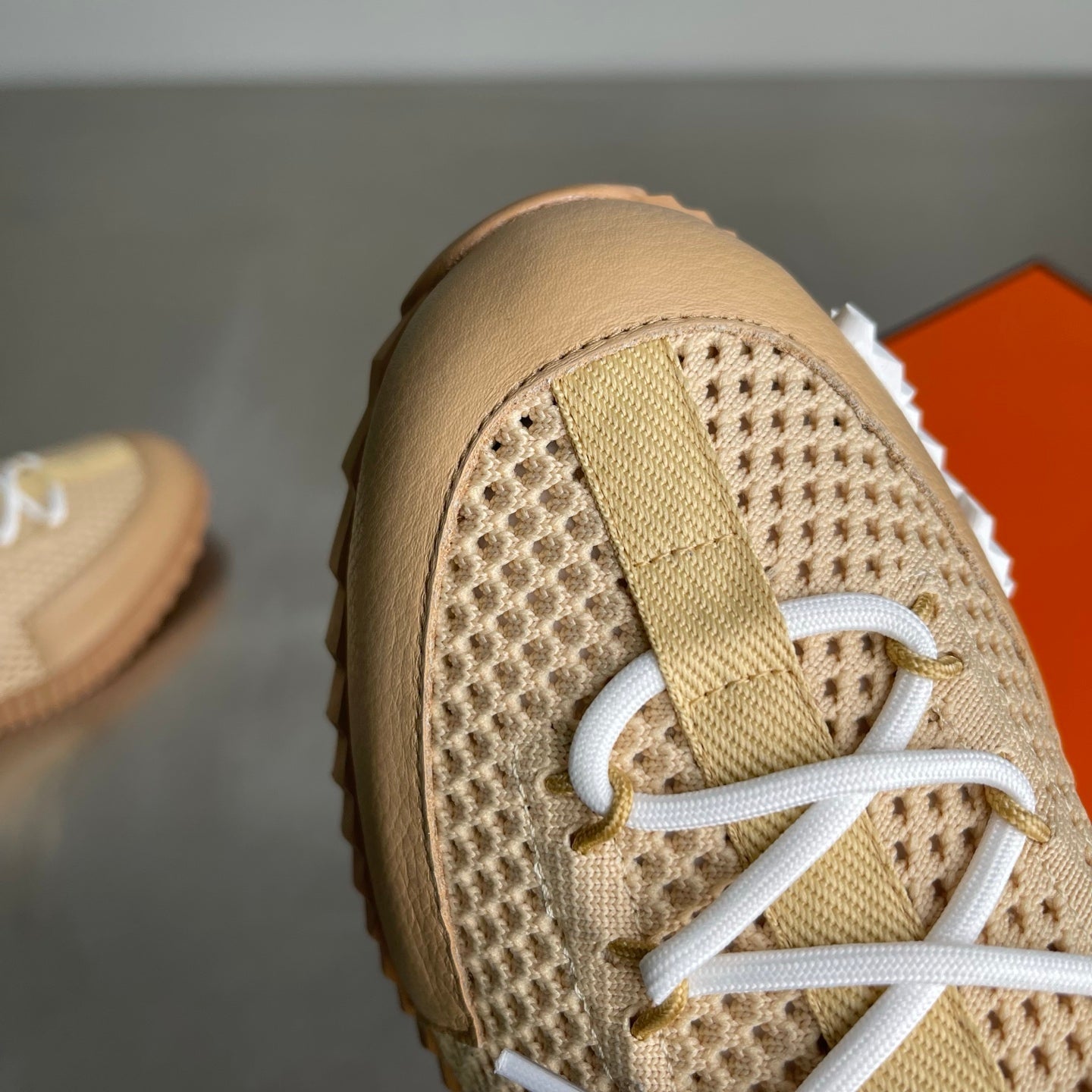 HM Men's 25 Lift Sneaker Beige Mesh Calfskin 703782