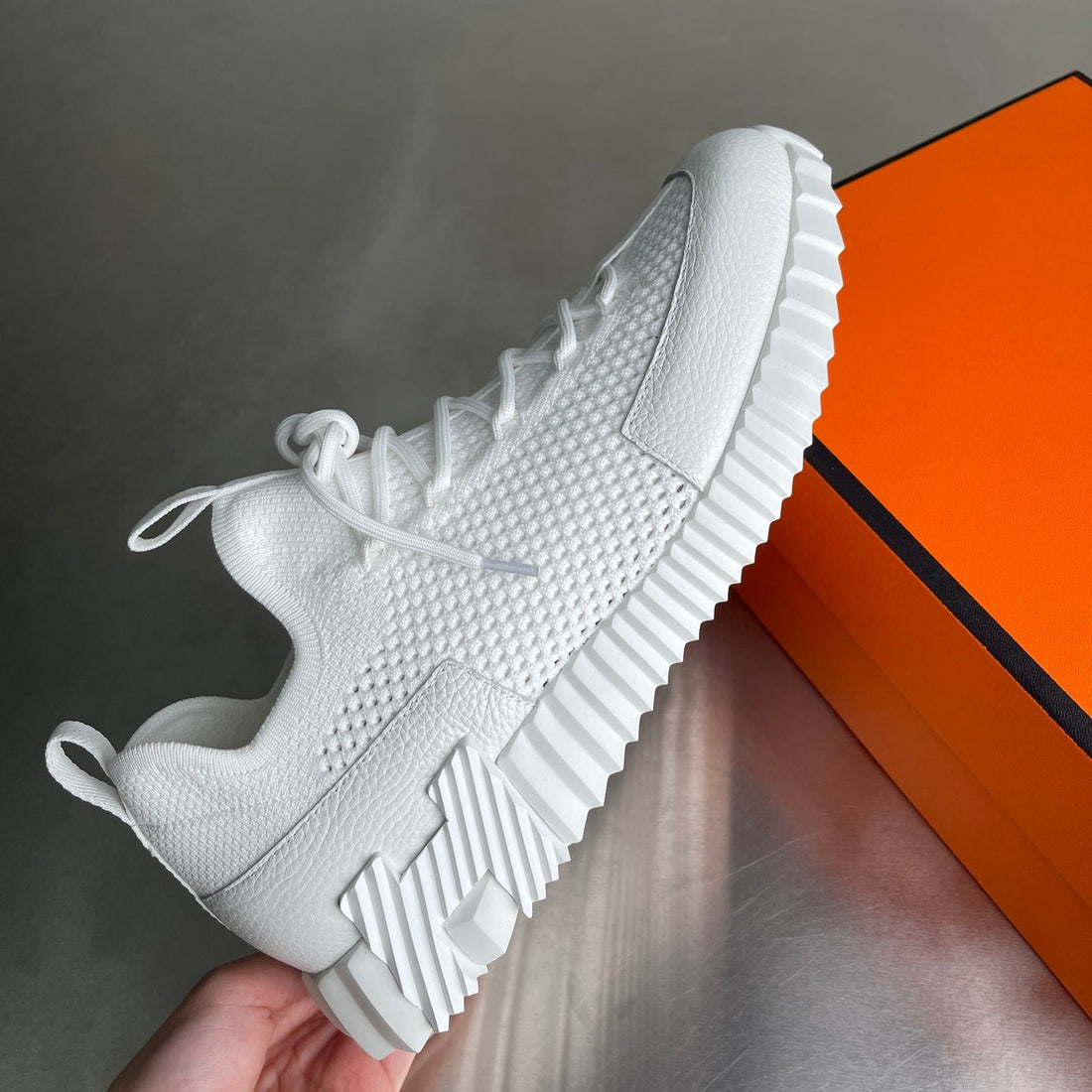 HM Men's 25 Lift Sneaker White Mesh Calfskin 703771