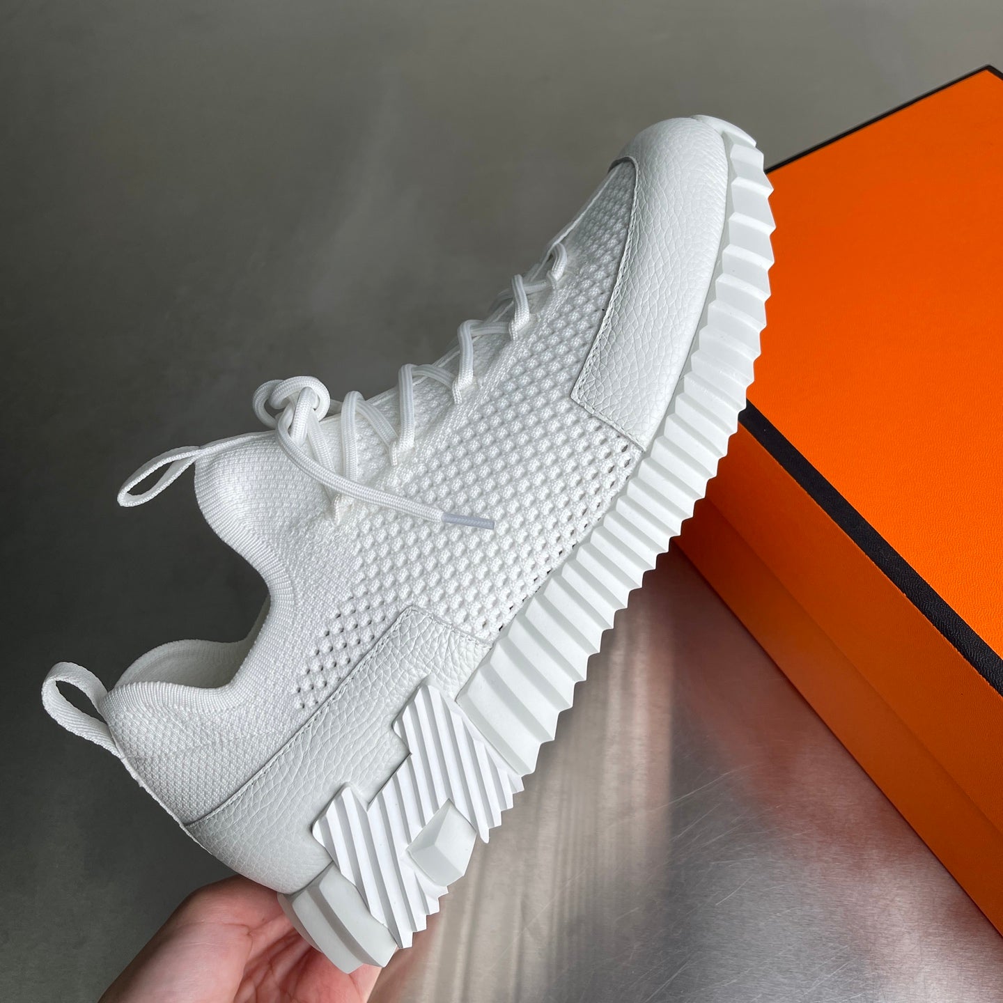 HM Men's 25 Lift Sneaker White Mesh Calfskin 703771