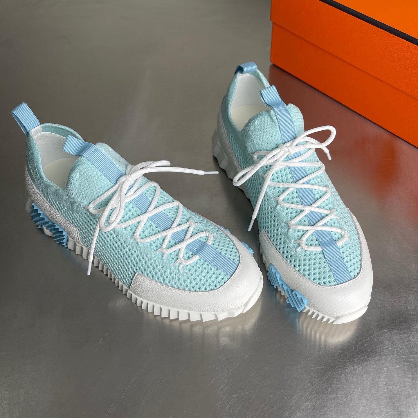 HM Men's 25 Lift Sneaker Pastel Blue Mesh Calfskin 703772