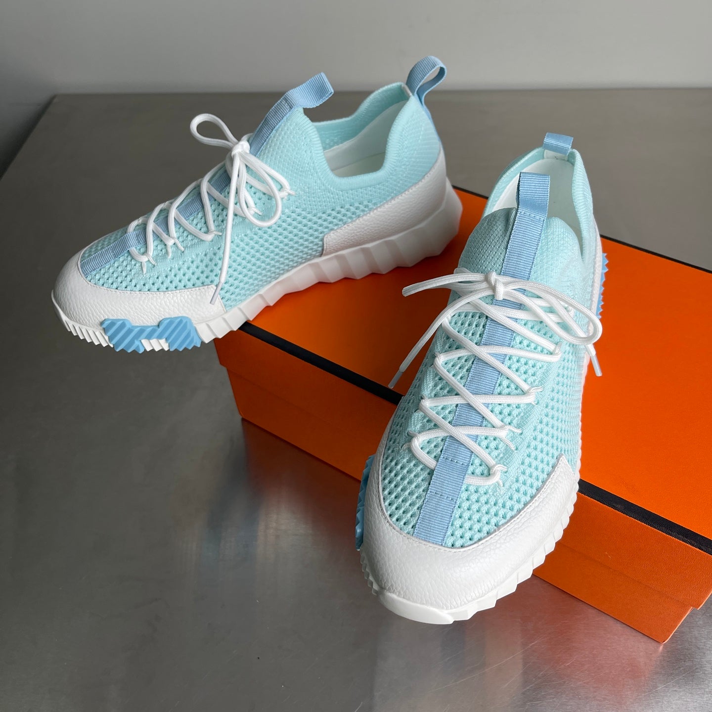 HM Men's 25 Lift Sneaker Pastel Blue Mesh Calfskin 703772