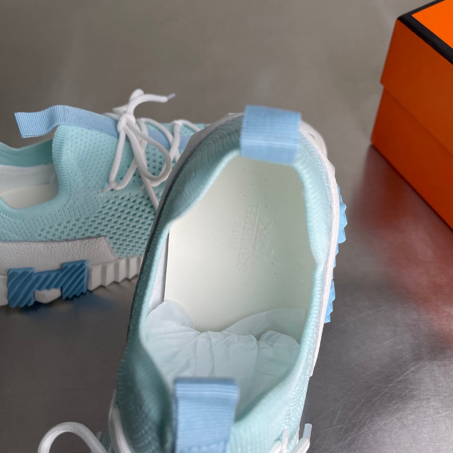 HM Men's 25 Lift Sneaker Pastel Blue Mesh Calfskin 703772