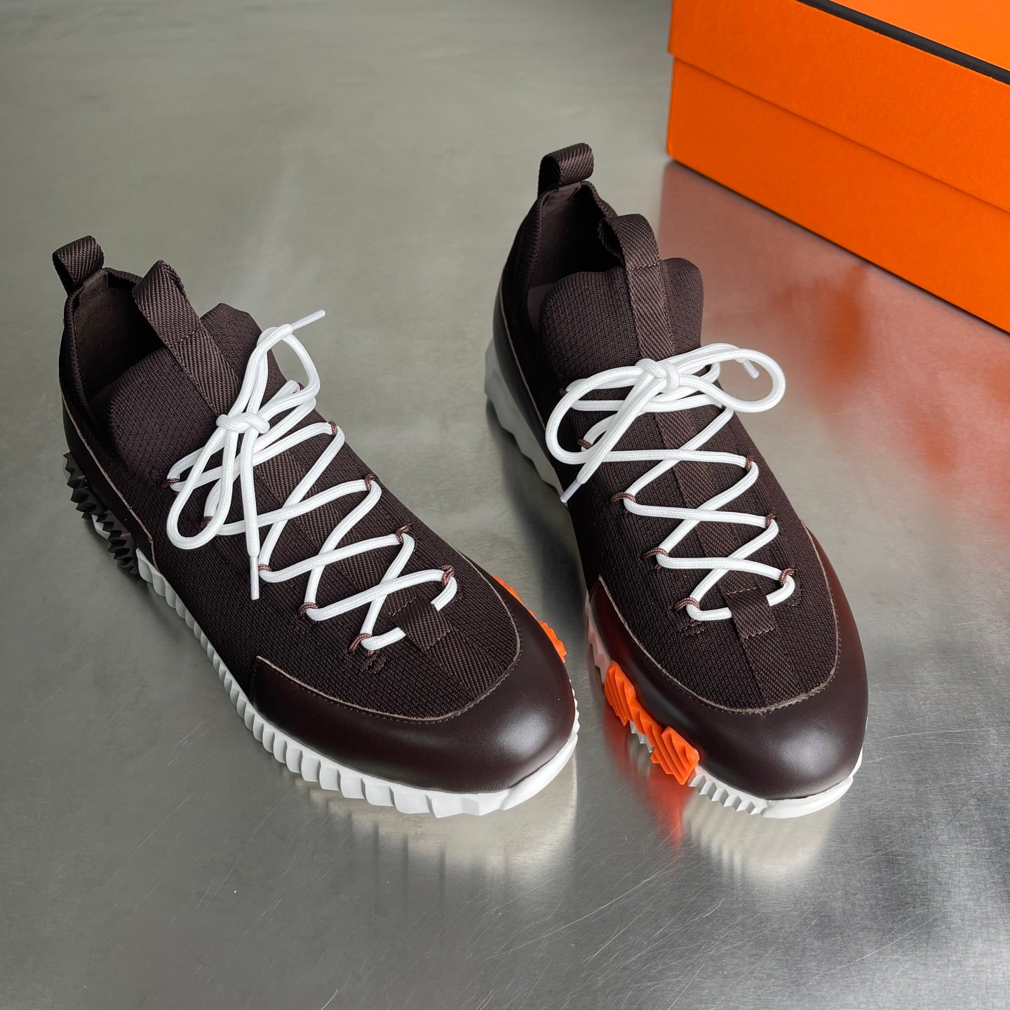 HM Men's 25 Lift Sneaker Dark Brown Mesh Calfskin 703774