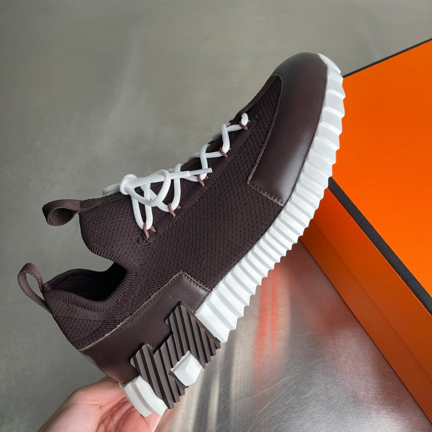 HM Men's 25 Lift Sneaker Dark Brown Mesh Calfskin 703774