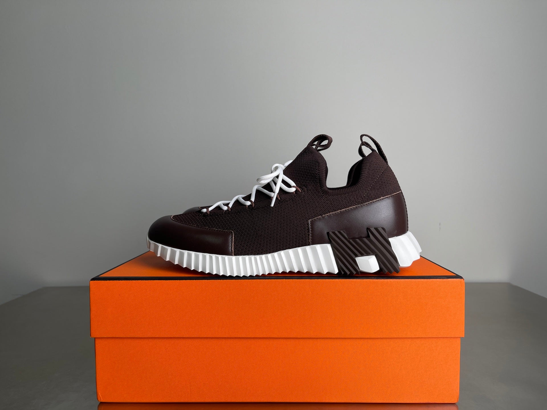 HM Men's 25 Lift Sneaker Dark Brown Mesh Calfskin 703774