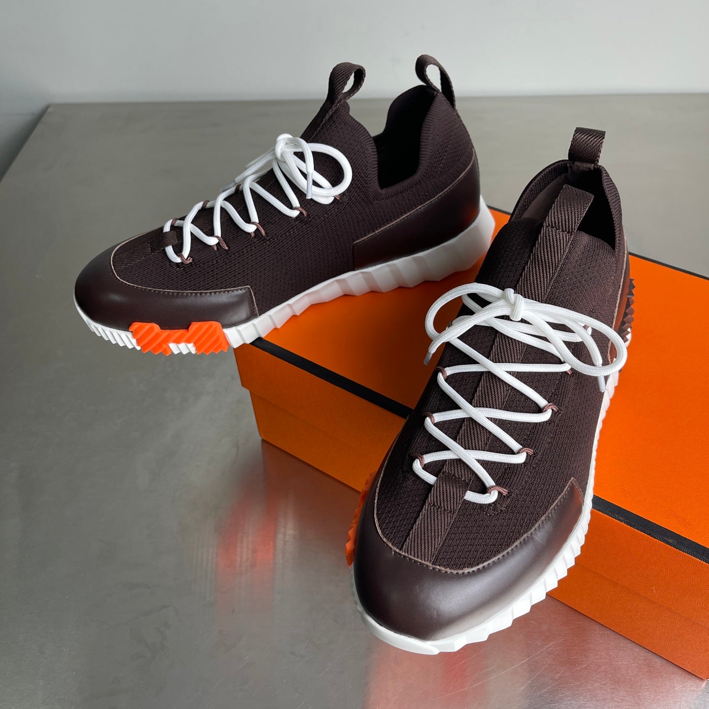 HM Men's 25 Lift Sneaker Dark Brown Mesh Calfskin 703774