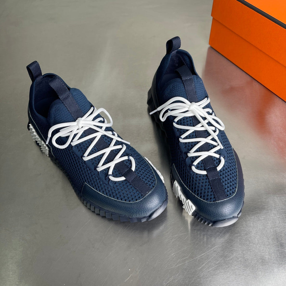 HM Men's 25 Lift Sneaker Navy Blue Mesh Calfskin 703773