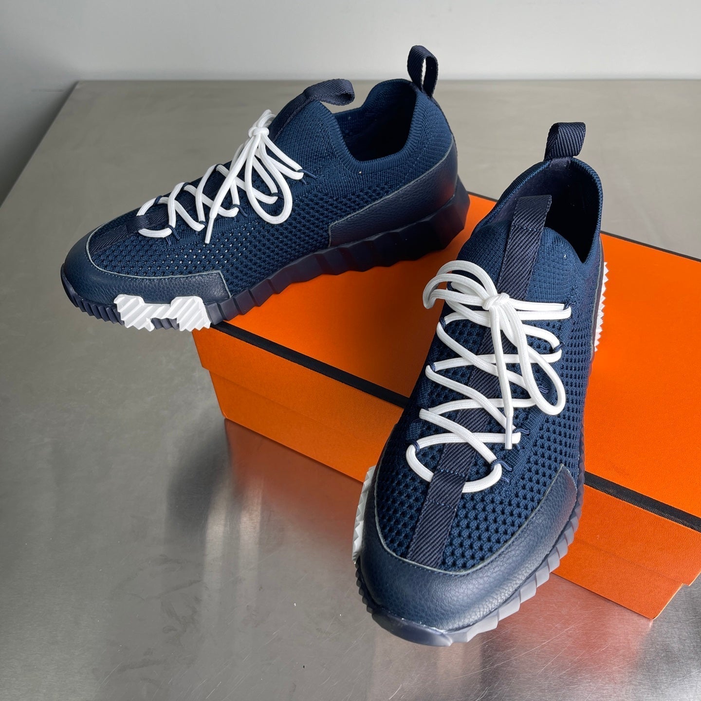 HM Men's 25 Lift Sneaker Navy Blue Mesh Calfskin 703773