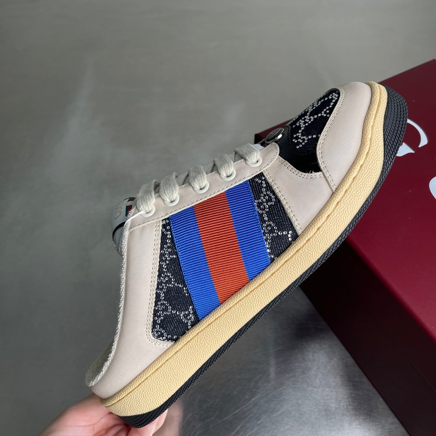 GG Men's Screener Mules Black Suede Denim 722595