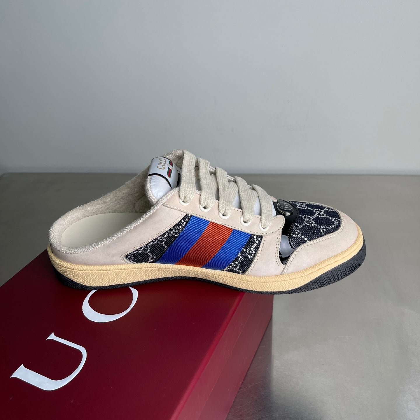 GG Men's Screener Mules Black Suede Denim 722595