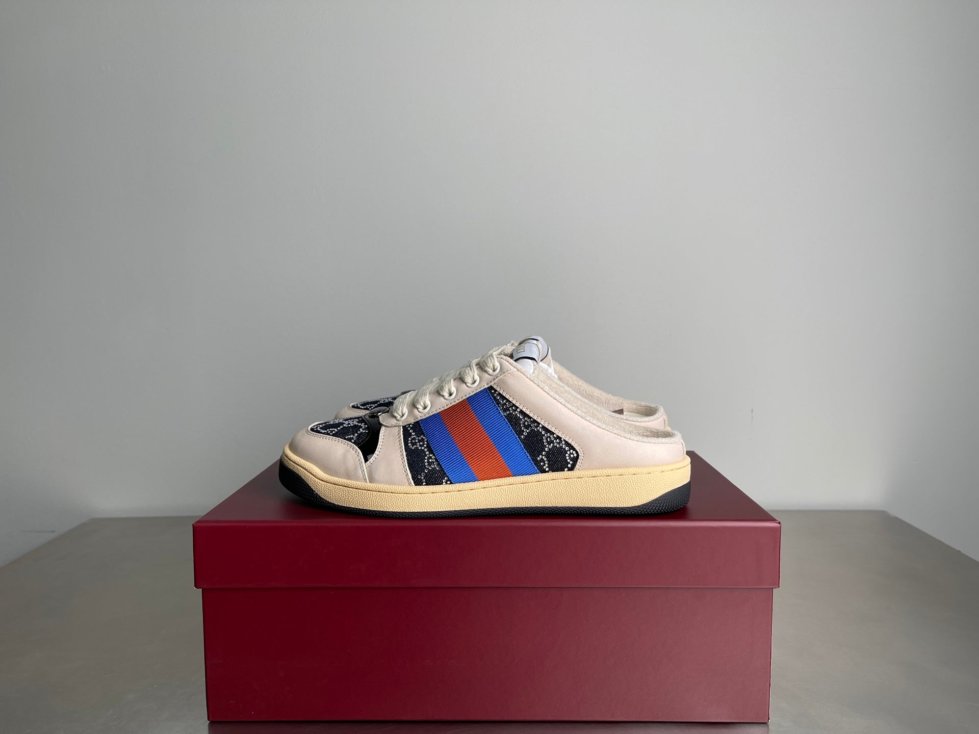 GG Men's Screener Mules Black Suede Denim 722595