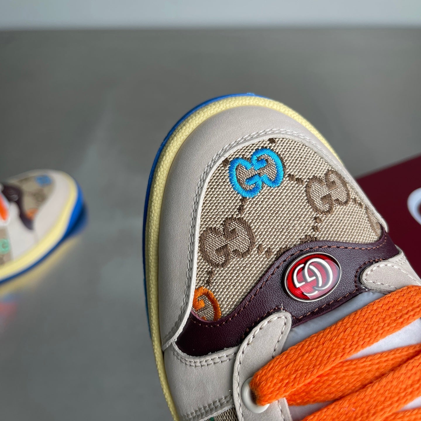 GG Men's Screener Mules Multicolor Suede Denim 722596