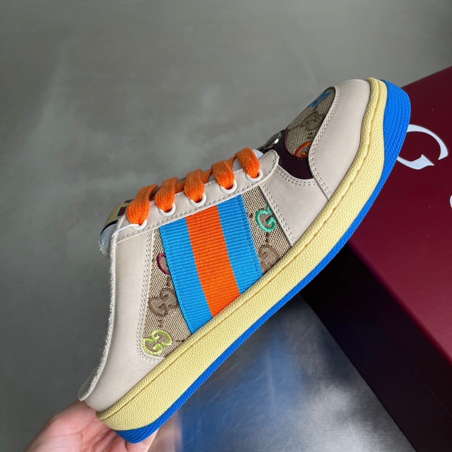 GG Men's Screener Mules Multicolor Suede Denim 722596