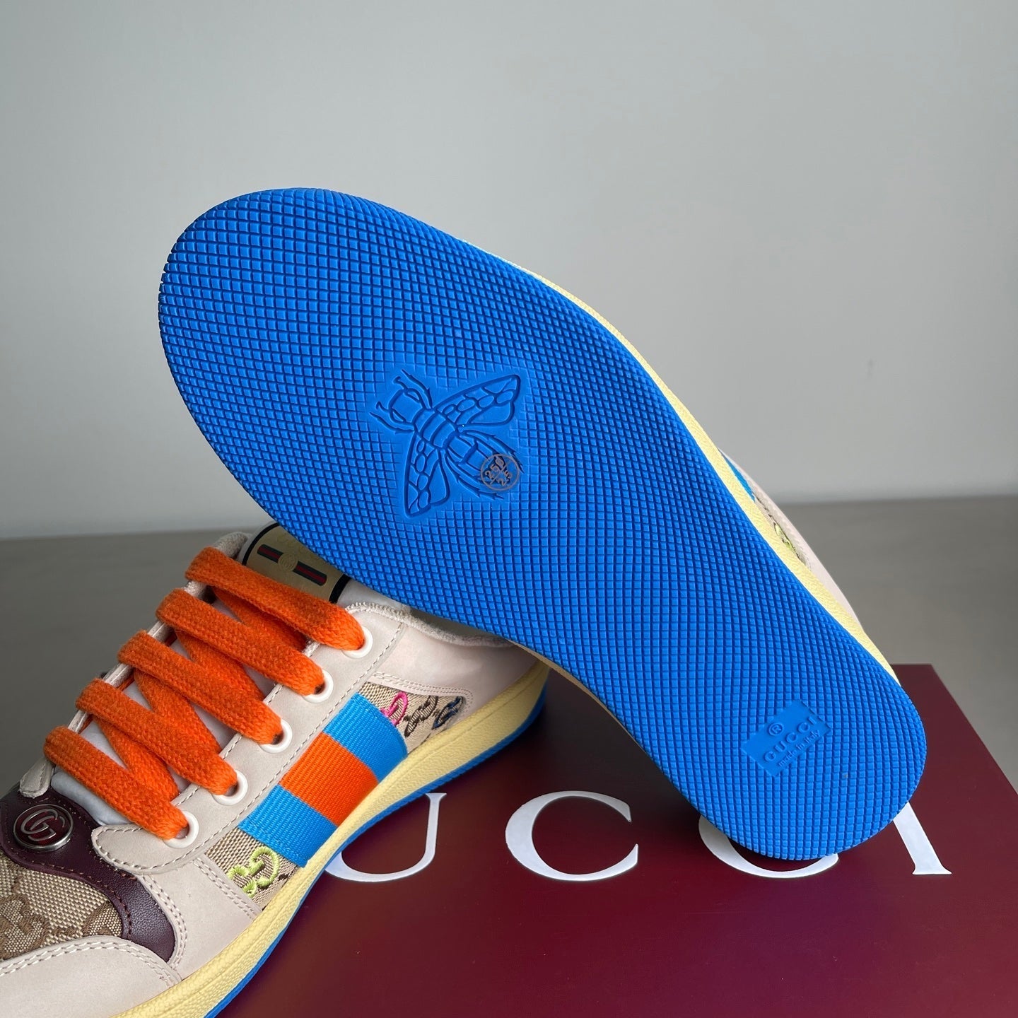 GG Men's Screener Mules Multicolor Suede Denim 722596