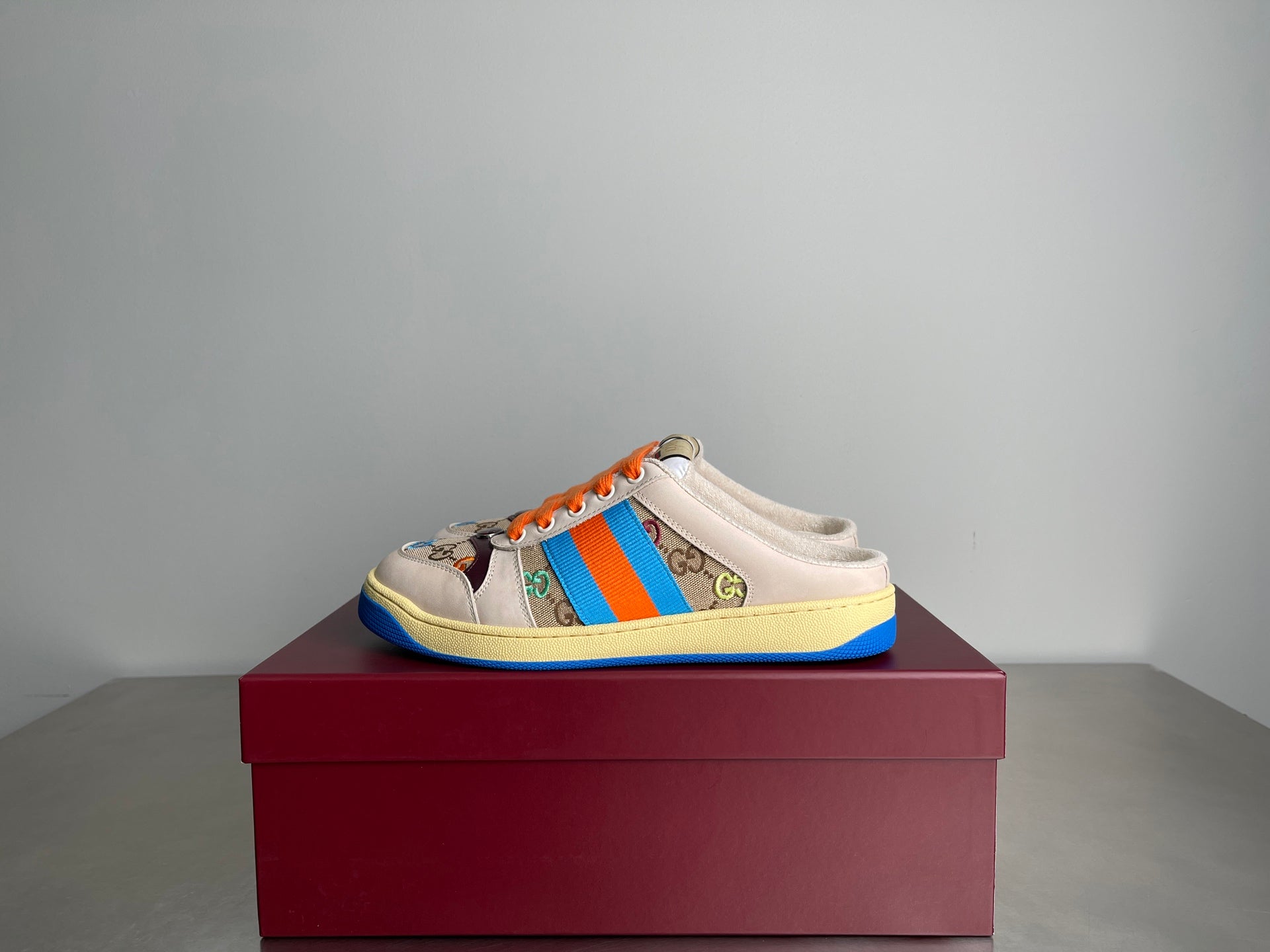 GG Men's Screener Mules Multicolor Suede Denim 722596