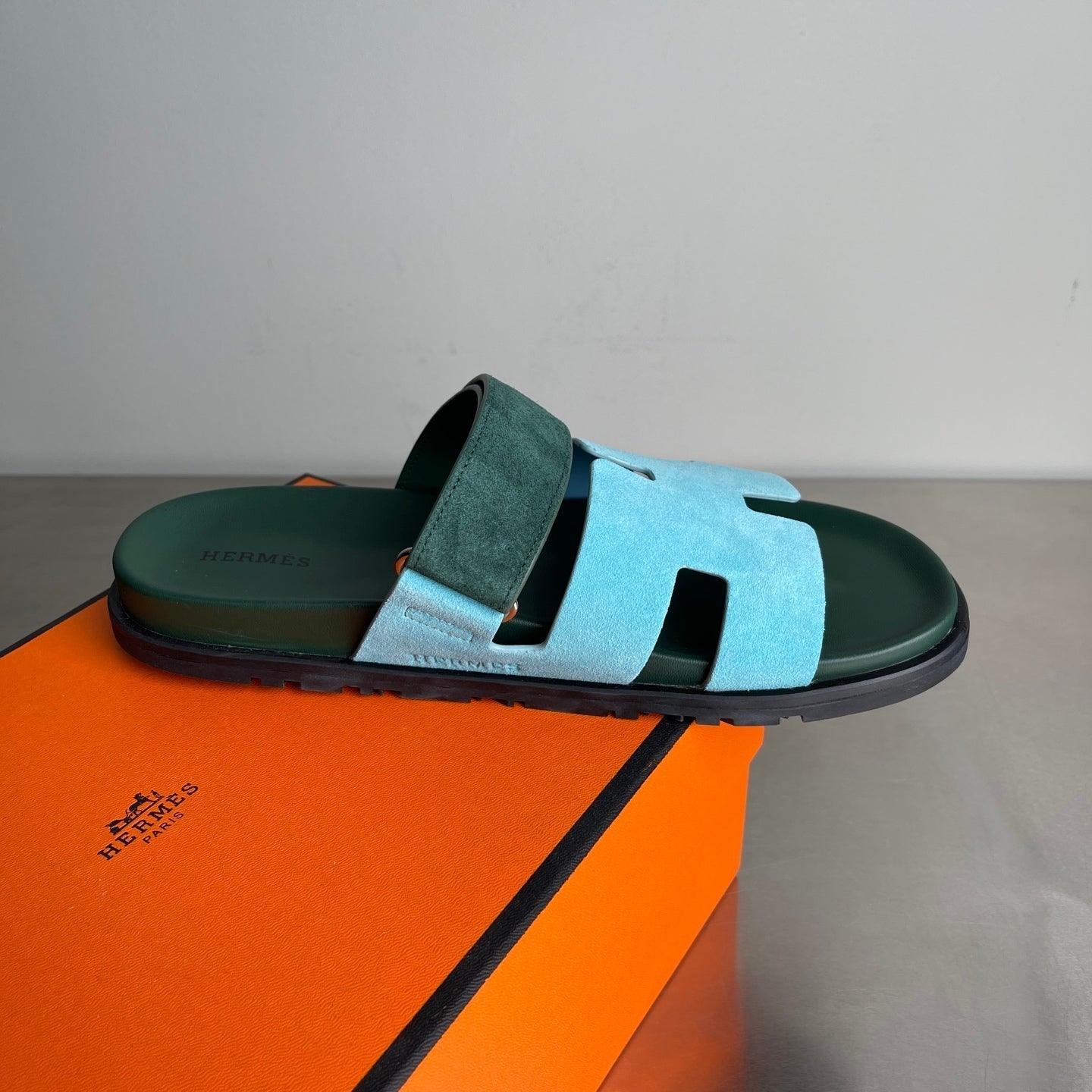 HM Men's Chypre Sandals Blue Green Suede 741432