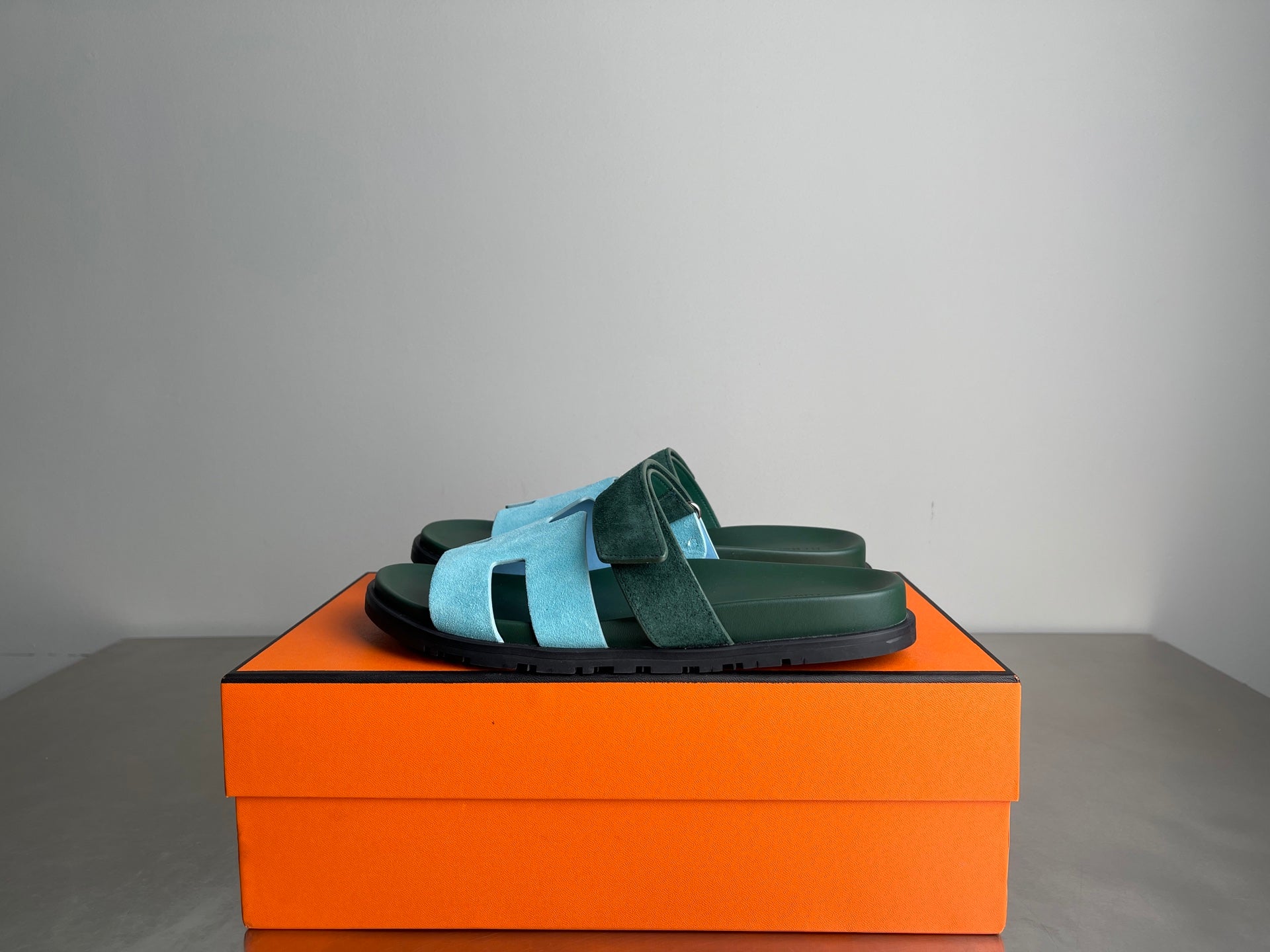 HM Men's Chypre Sandals Blue Green Suede 741432