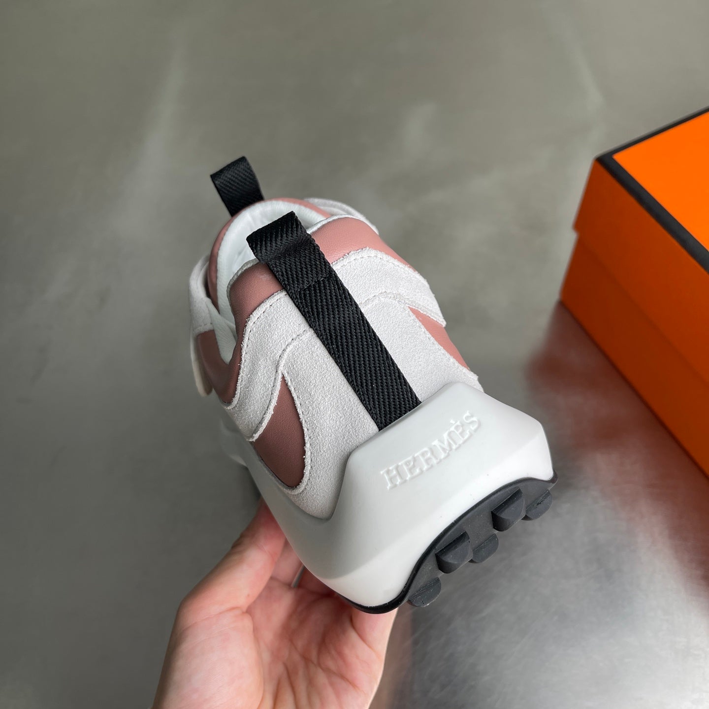 HM Men's Loop Sneaker Pink White Calfskin 741458