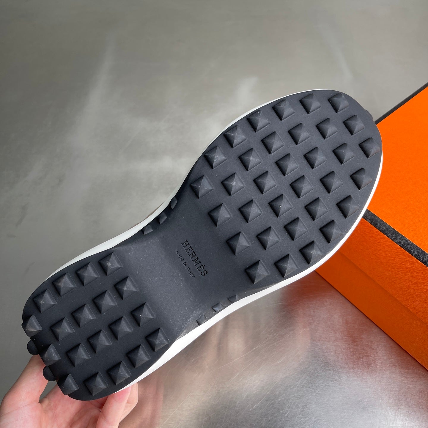 HM Men's Loop Sneaker Beige Calfskin Suede 741459