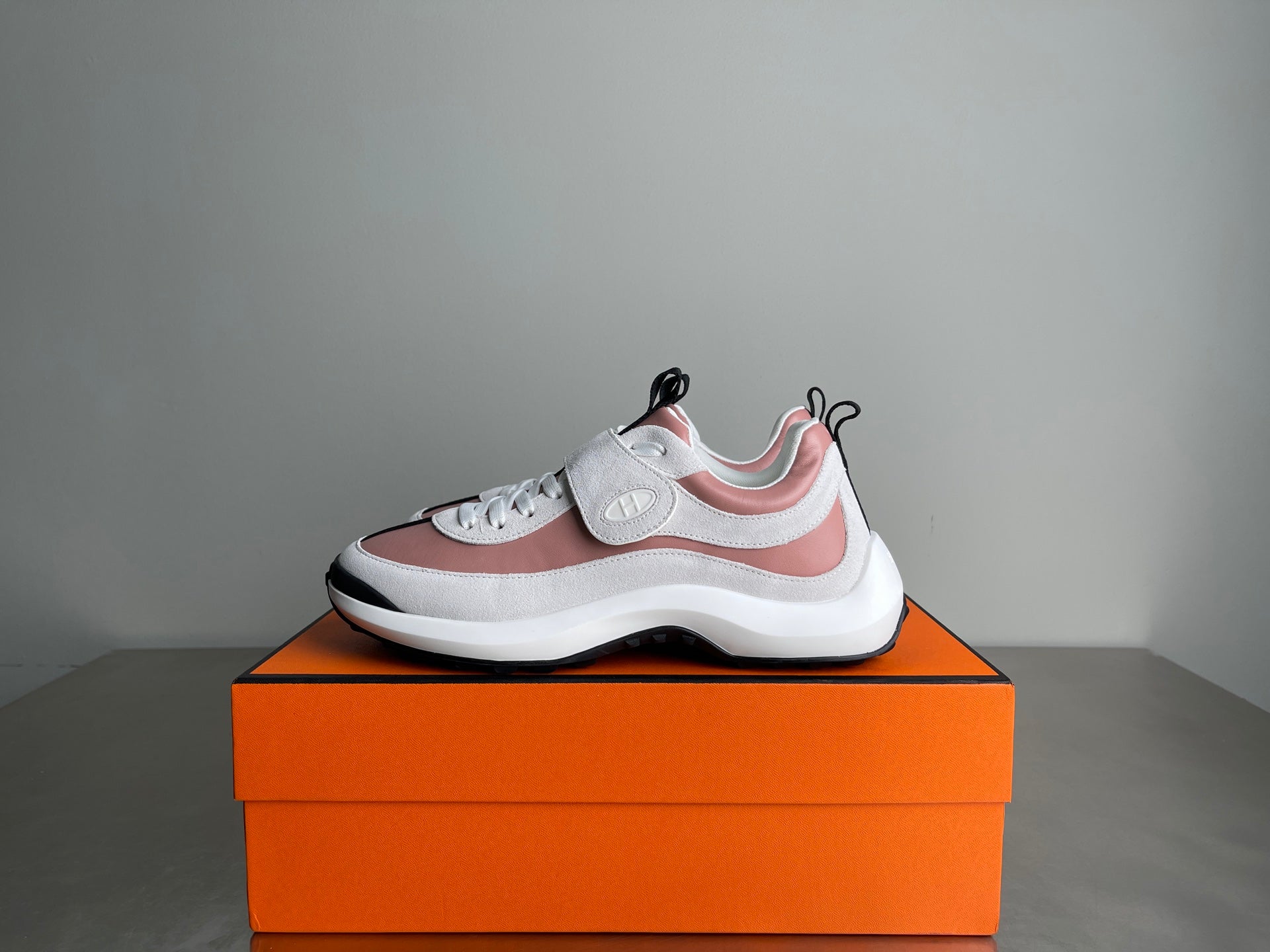 HM Men's Loop Sneaker Pink White Calfskin 741458