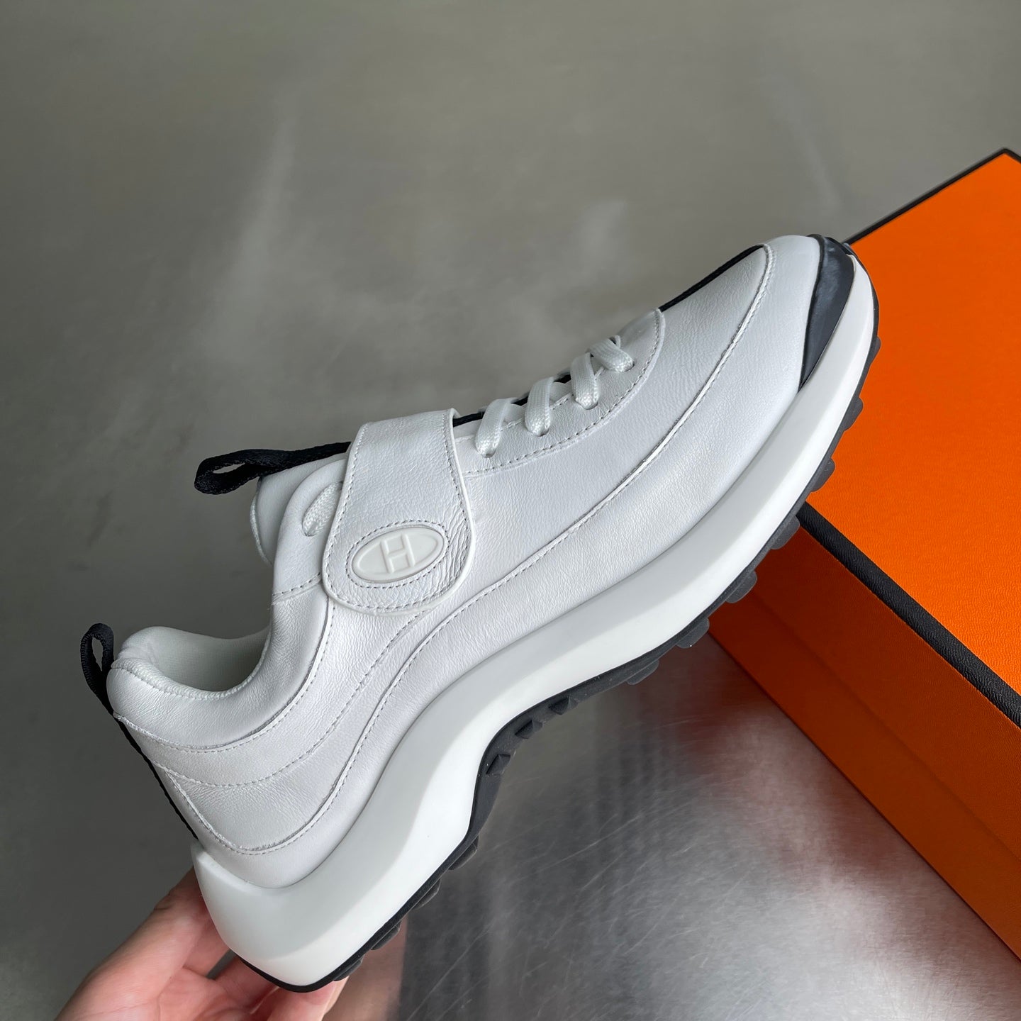 HM Men's Loop Sneaker White Calfskin 741463