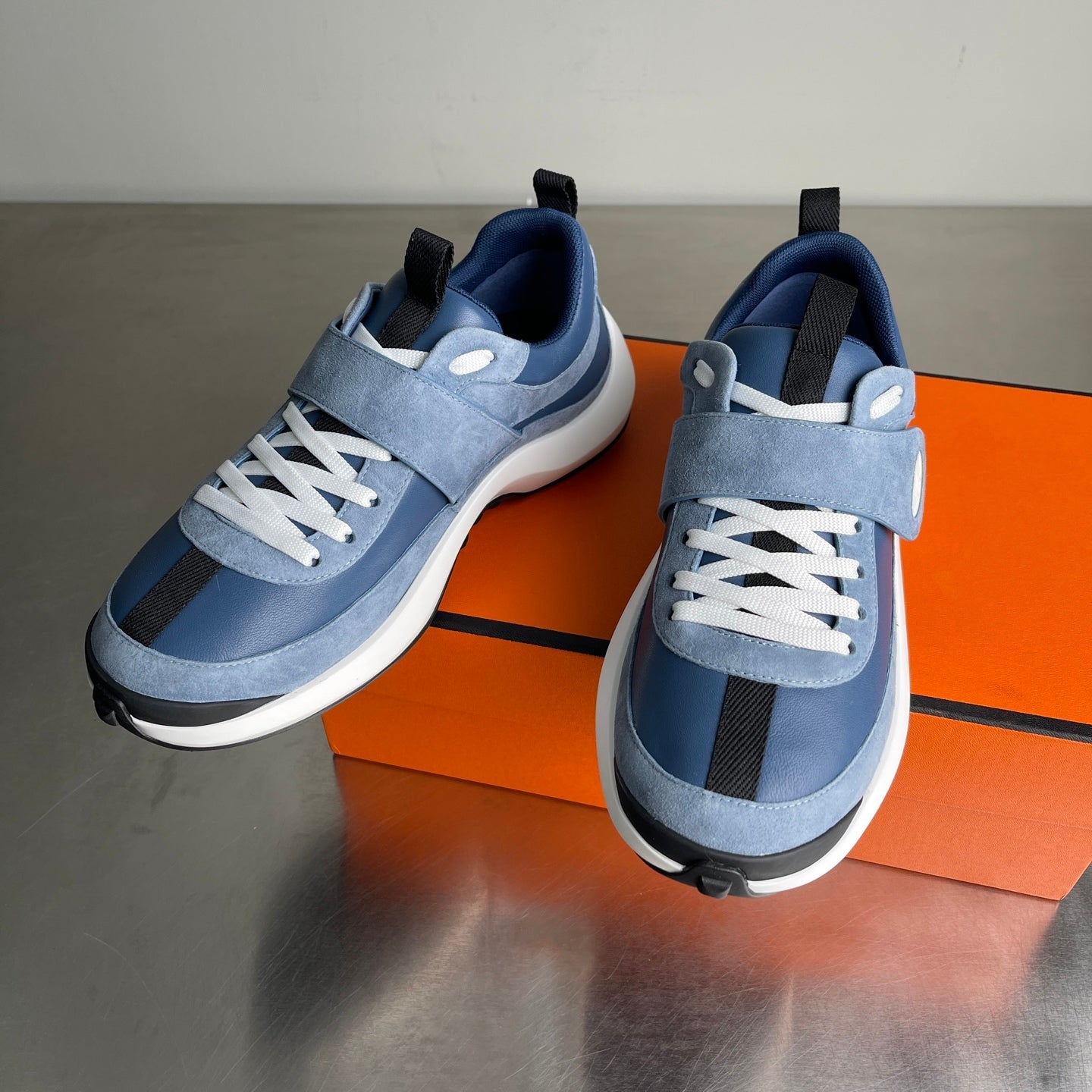 HM Men's Loop Sneaker Blue Calfskin Suede 741466