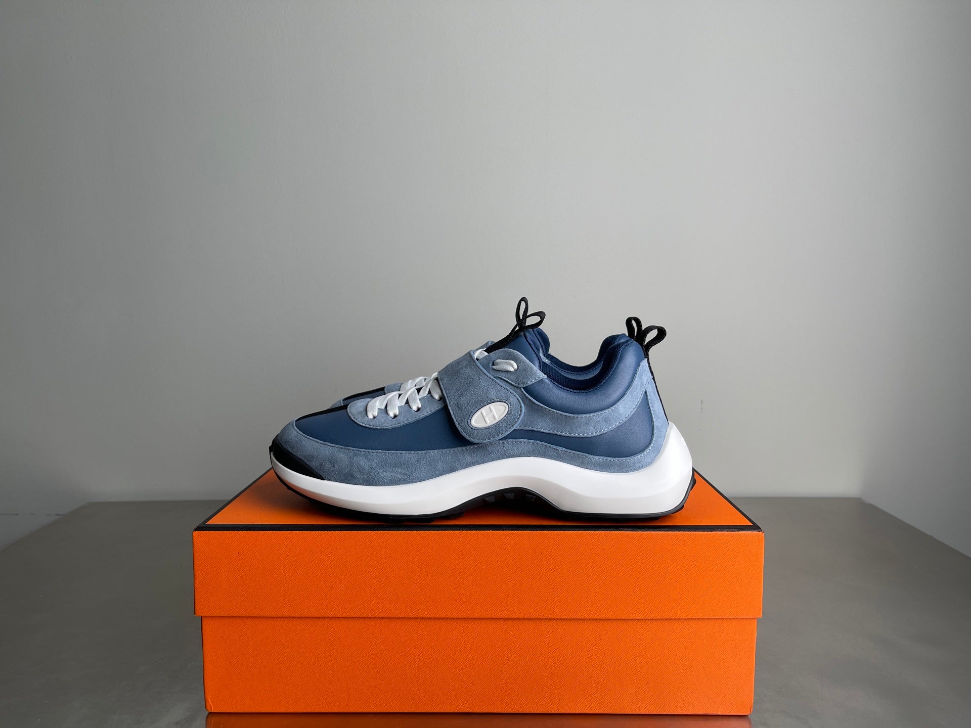 HM Men's Loop Sneaker Blue Calfskin Suede 741466