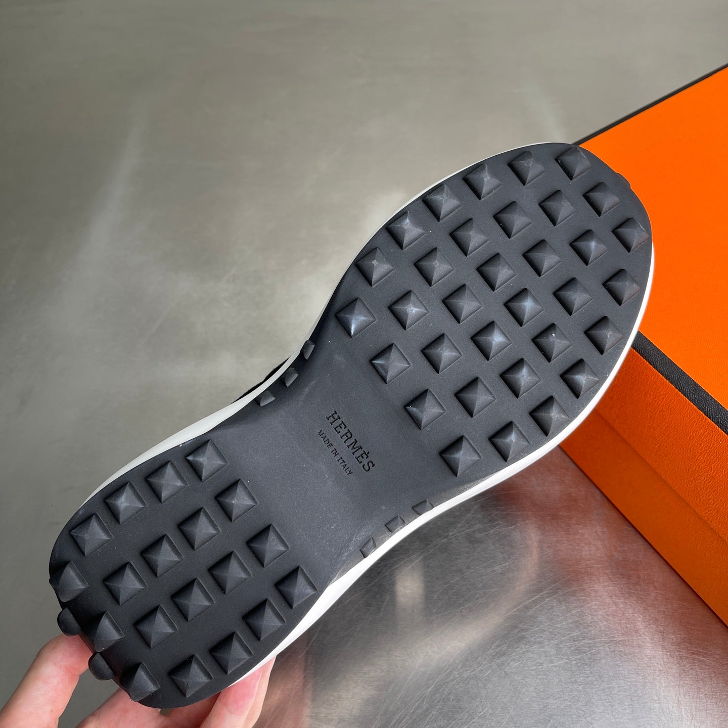 HM Men's Loop Sneaker Black Calfskin Suede 741467