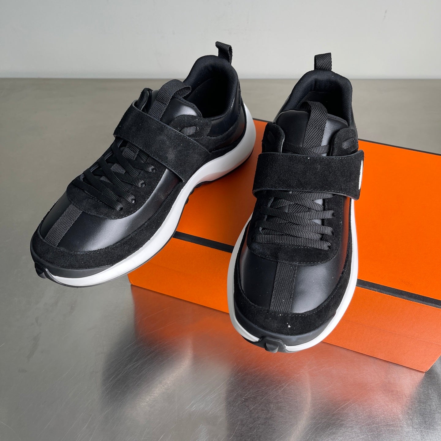 HM Men's Loop Sneaker Black Calfskin Suede 741467