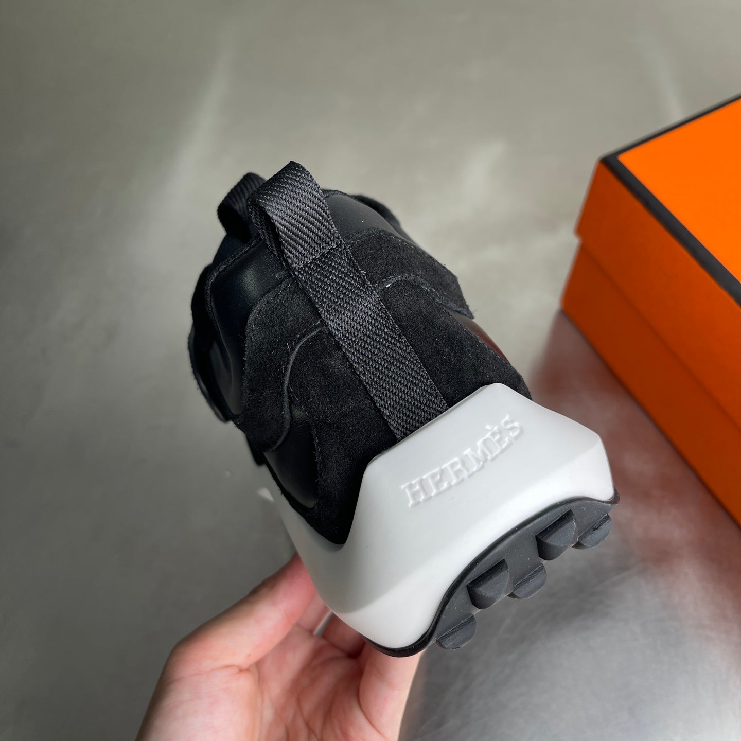 HM Men's Loop Sneaker Black Calfskin Suede 741467