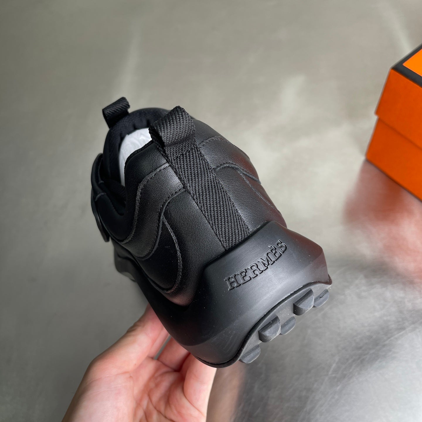 HM Men's Loop Sneaker Black Calfskin 741469