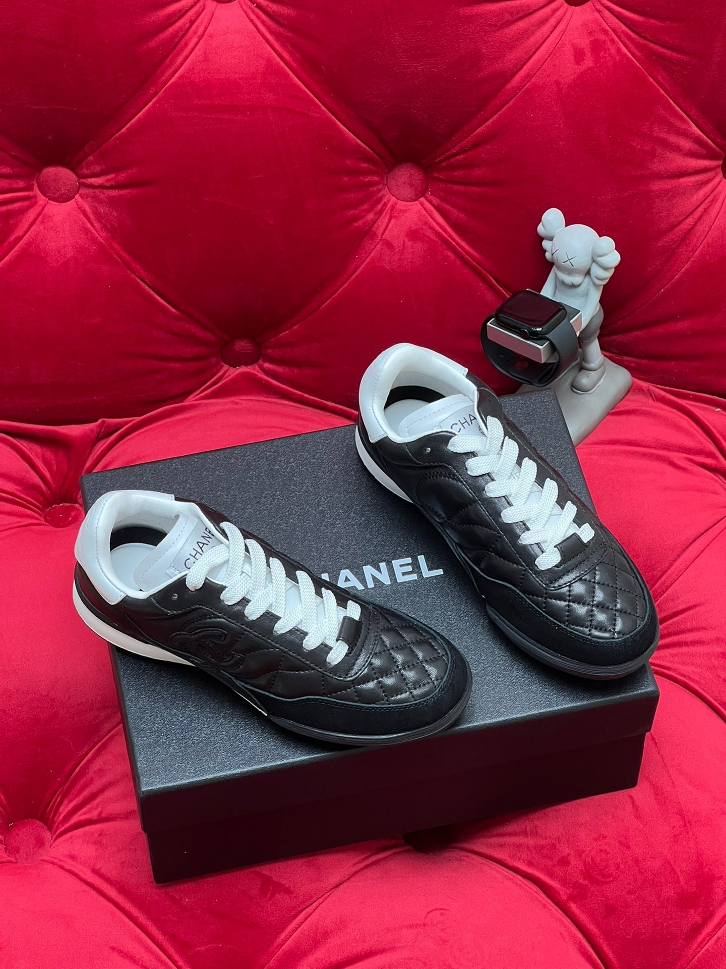 cc low sneaker black quilted calfskin