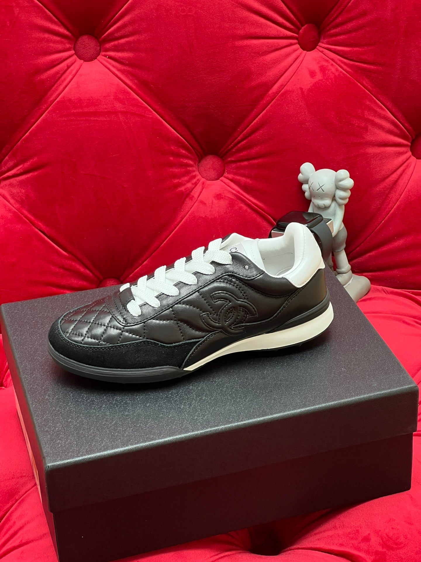 cc low sneaker black quilted calfskin